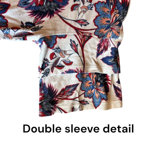 Liz Claiborne Women's Top Size Medium Red White Blue Floral - Picture 5 of 7